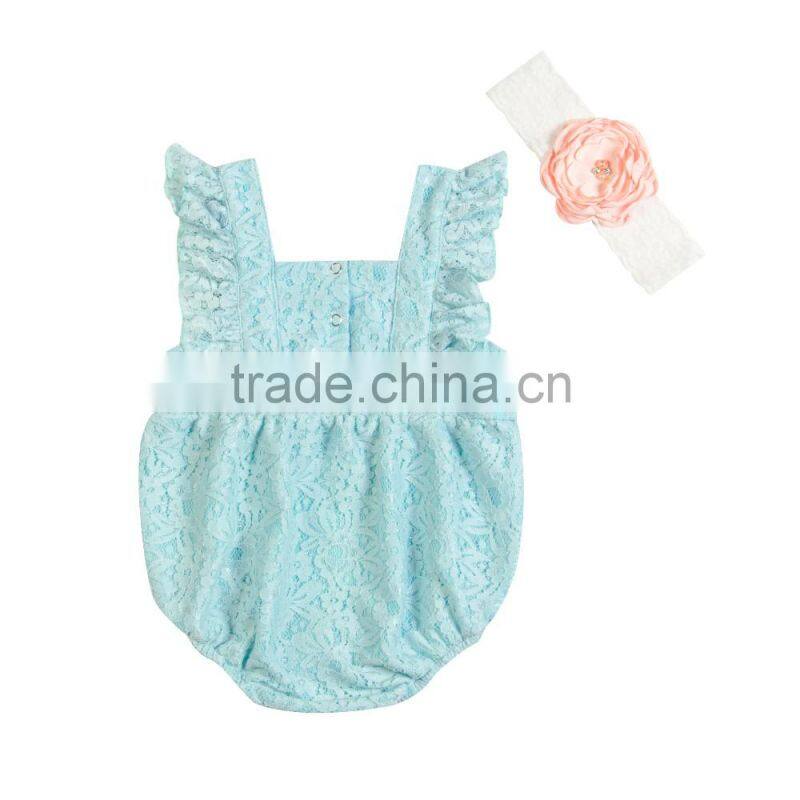 Fashion design 100% high quailty Floral Lace Baby Romper baby clothes lace outfit