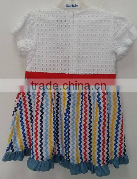 cute girls colorful embroidered and printed dress for summer