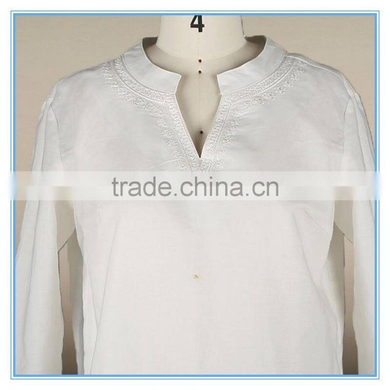 Woman Clothing Spring 2016 New Design Normal White Linen Cotton Blouse