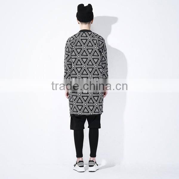 2016 long slim cotton print coat