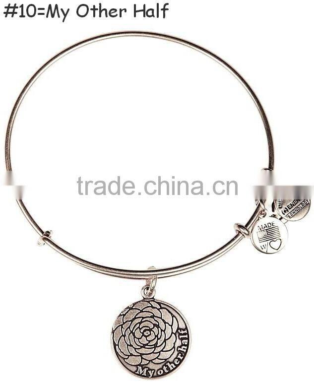 2014 hot design anchor charm wire bracelet bangle jewelry custom inspired word stamped wire bangle jewelry antique logo bangle