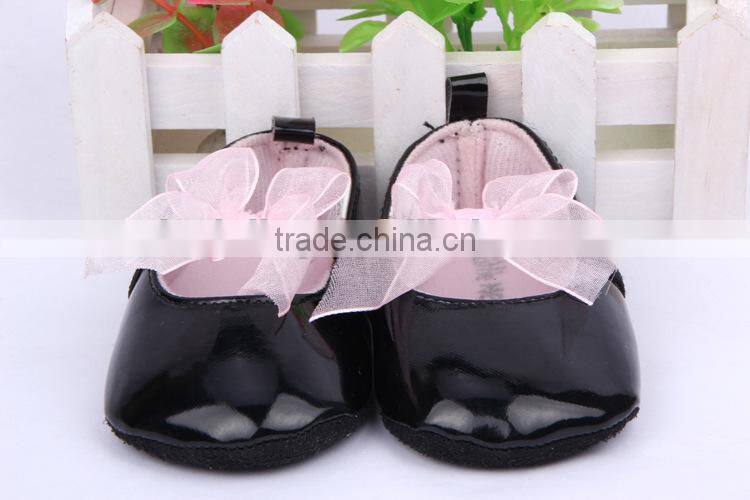 new baby leather shoe cheap wholesale shoe in china girls princess leather shoes with pink ribbon
