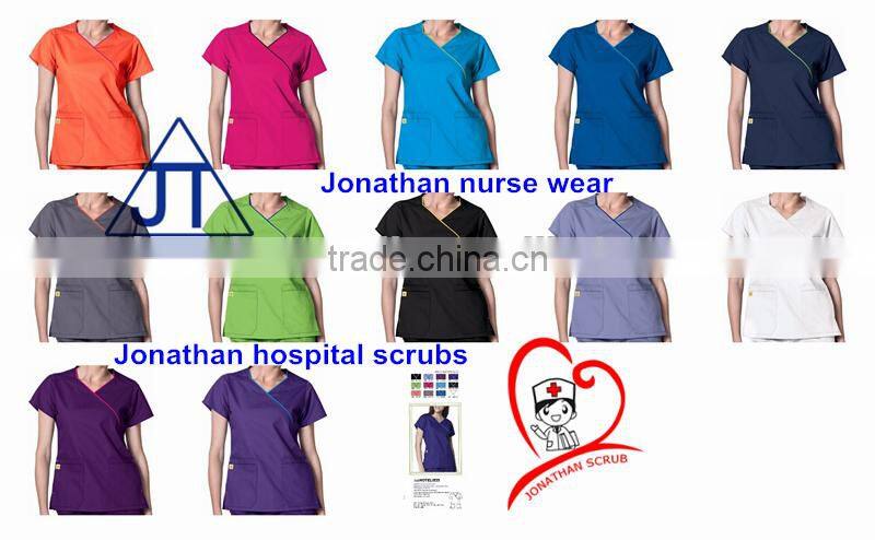 Trendy Nursing Uniforms Mock Wrap Designer Set/nurse uniform women type
