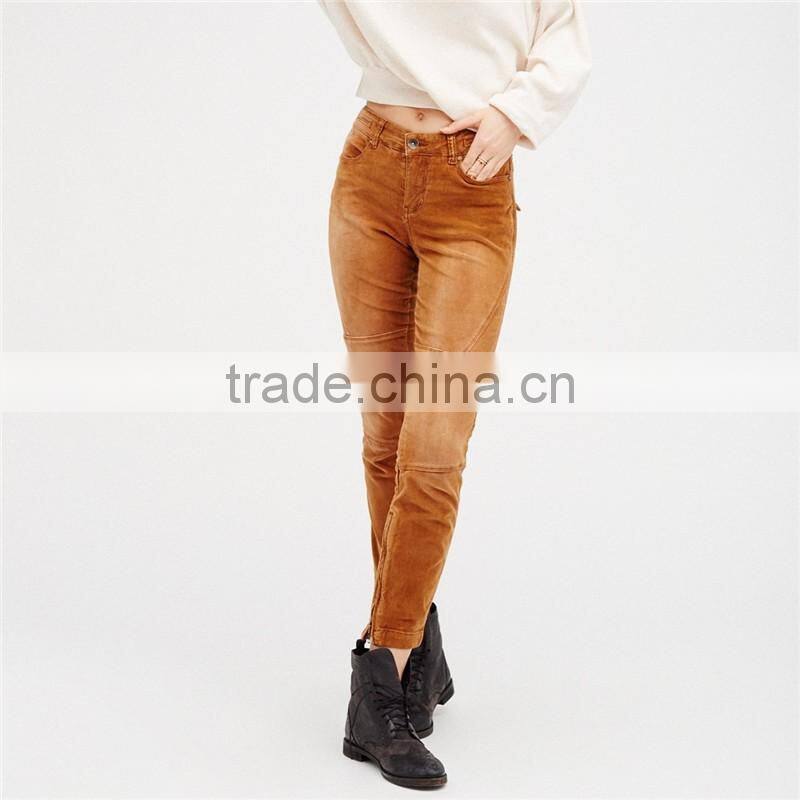 2017 Low Rise Gavin Cord Skinny Work Slacks for Women