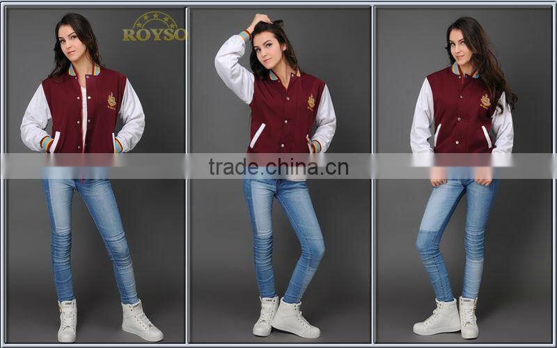 Customize Custom Made Women Ladies Winte Baseball College Cheap American High School Fashion Uniform Baseball Varsity Jacket