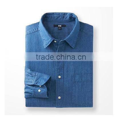 2016 Latest design washed denim regular fit casual man shirt