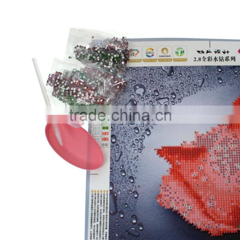 Handmade Red Flower Pattern Embroidery Diamond Painting DIY Kit Cross Stitch For Living Room 34cmx5cm