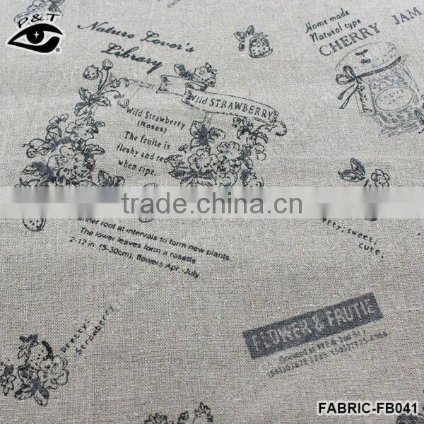 100% Linen Fabri Cotton Fabric for Home Textile Curtain fabric Flower Letters Printed Fabric