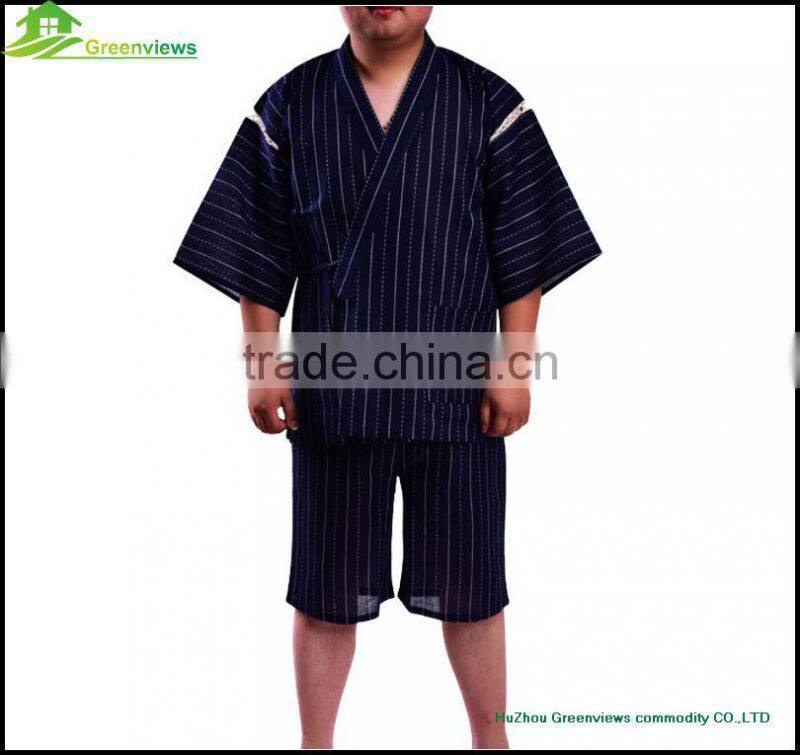 Men blue Stripe japanese style boys Costume Pajamas china pyjamas manufacturers men's pajamas print robe kimono GVXF0005