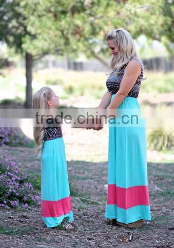 Mommy and me maxi dress mother and daughter dress design kids clothing wholesale girls birthday dresses