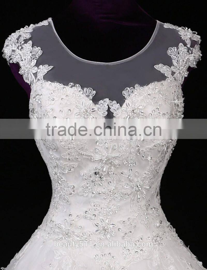 2017 Hot Sale Bridal Wedding Dress Bridal Gown Zipper chiffon sleeveless prom wedding dress Mermaid Lace wedding dress F13501