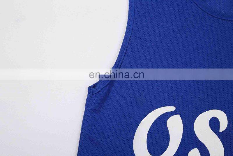 Mesh Vest Blue Sleeveless Printing Tank Top