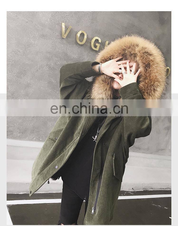 New Arrival Women Monochromatic Jackets and Winter Coats With Corduroy Fabric