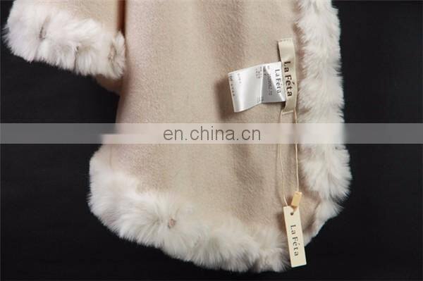 2016 new style wool cashmere rabbit fur shawl plain color women winter warm scarf