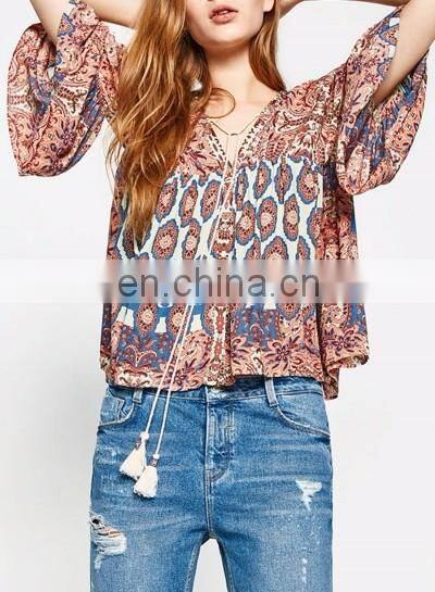 Beautiful lady flower blouse