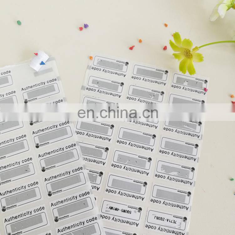 Wholesale custom scraped authenticity code adhesive stickers paper sticker with cheap price