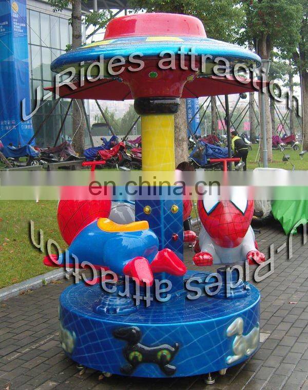 3 Spider Man merry go round carousel / rocking horse for kid's theme park outdoor playground