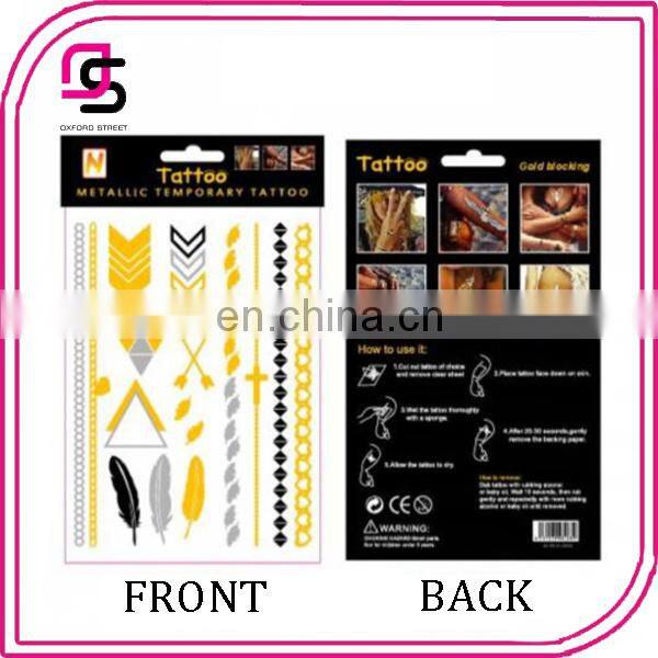 2015 new design metallic temporary tattoo