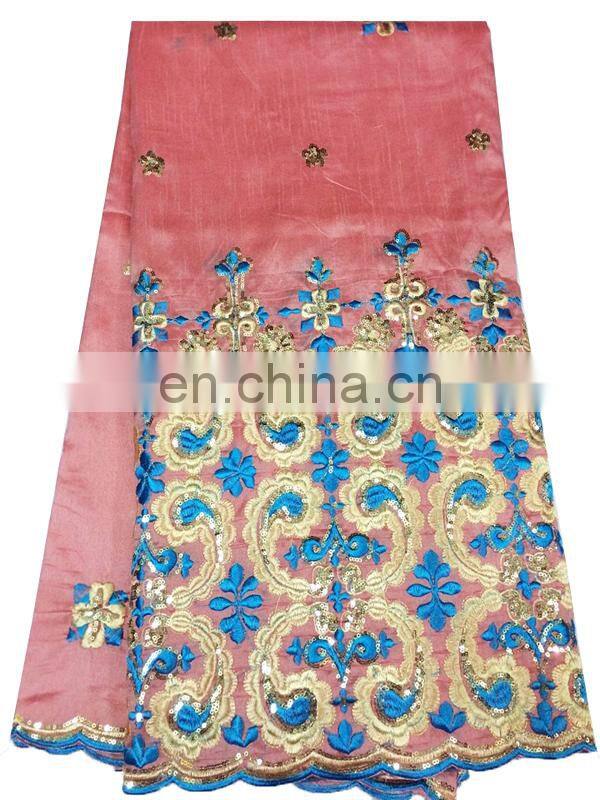 gold silk african george lace with sequins and embroidery