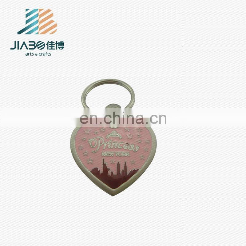 heart shape custom painted zinc plating metal keychain