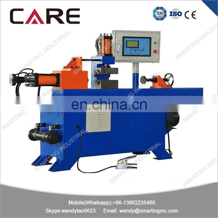 Single head hydraulic tube end shaping process for construction tube reducing