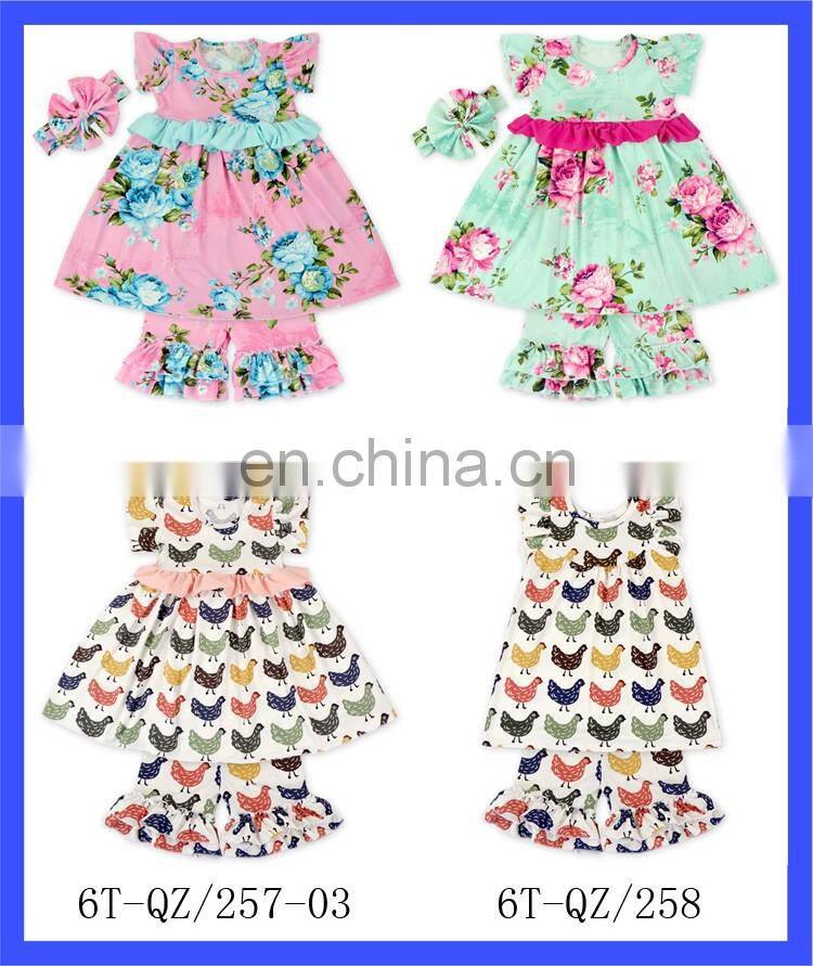 Floral Remake Baby Girls Clothing Kids Unique Boutique Ruffled Capri Sets Persnikety Summer Outfit
