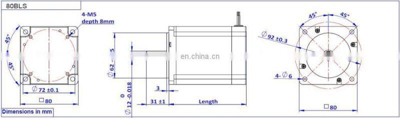 size 80mm 24 v bldc motor ip54 ip56, rated 24volt 150w 200w 300w