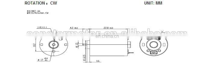 Guangdong factory 17mm 4.5v micro Dc Core Motor