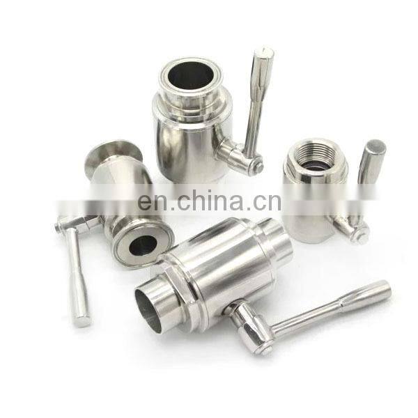 DIN/SMS/3A Sanitary 2 way Ball Valve Triclamp End With Stainless Steel Handle Forged Valve Body