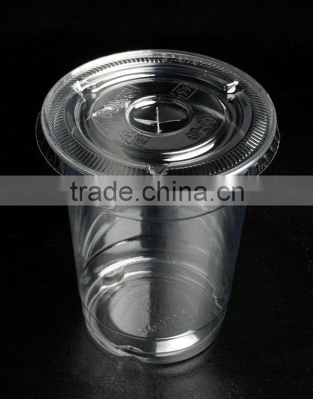 90mm crystal clear disposable PET/plastic flat lid for various paper cup, plastic cup with straw cross