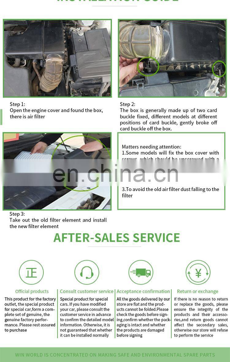 High Efficiency Best Quality Win World Auto Car Air Filter 17801-21030