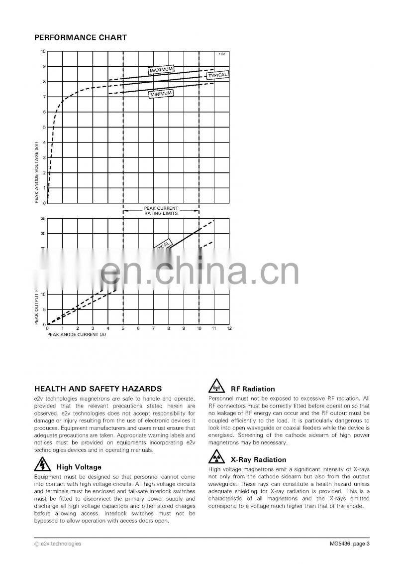 Marine electronics maritime navigation communication Furuno marine radar spare parts UK MG5436 E2V 25KW X band radar magnetron