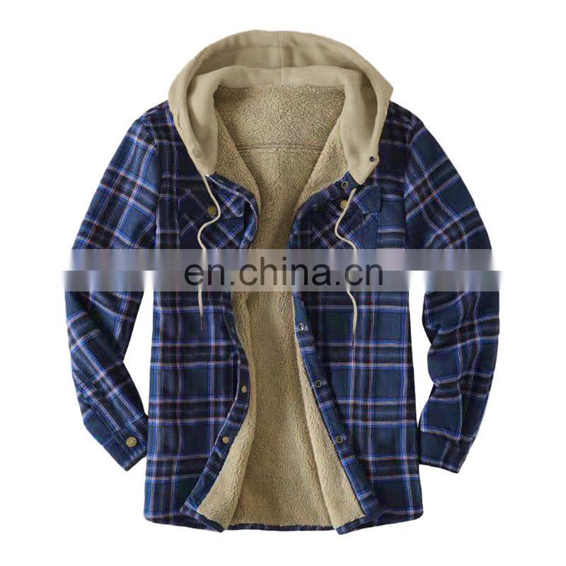 2021 Christmas Amazon Independent Station Hot Sale New European and American Men's Hooded and Fleece Shirt Jacket