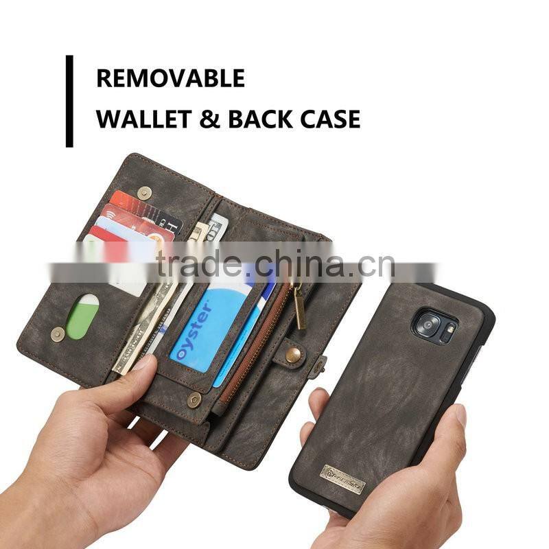 For samsung galaxy s7 edge case, leather case for samsung s7 edge with detacable back cover