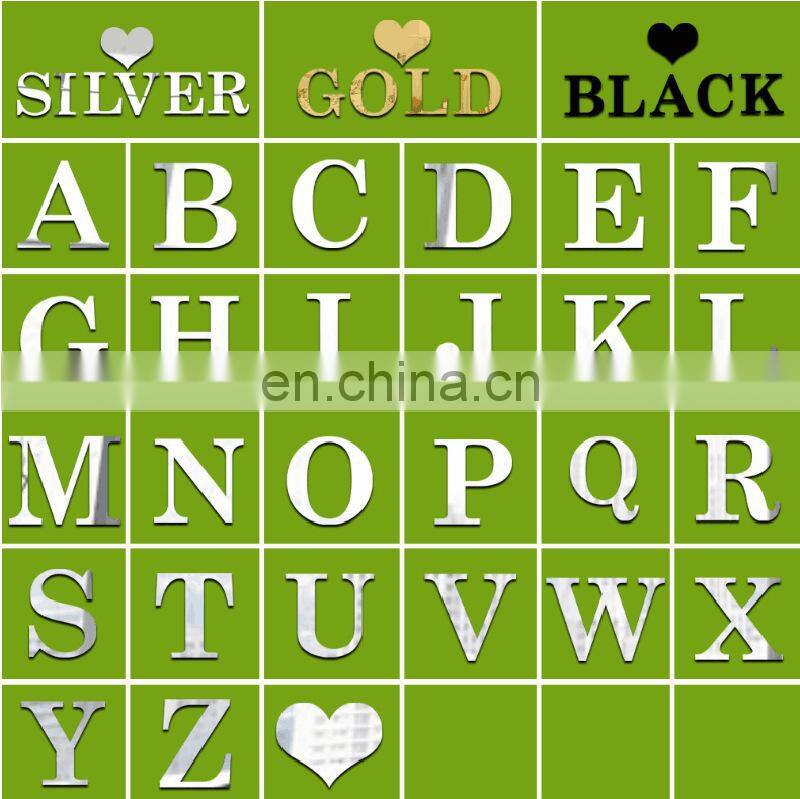 3D DIY Wall Stickers ps plastic Mirror Wall Sticker Alphabet English letters Home Decoration Creative Mirror Wall Sticker