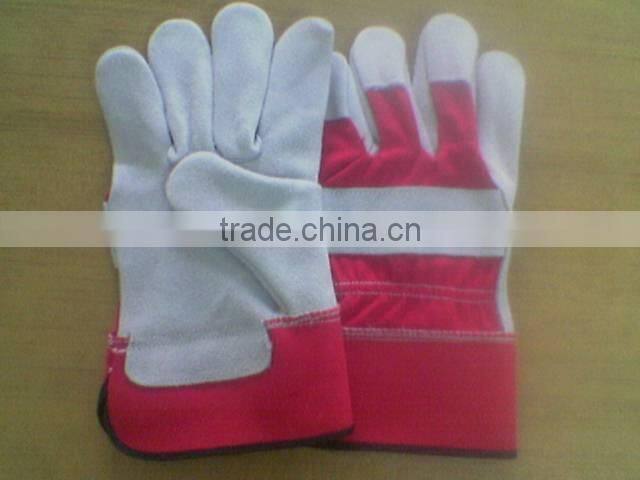 cow split leather safety gloves with Patch palm