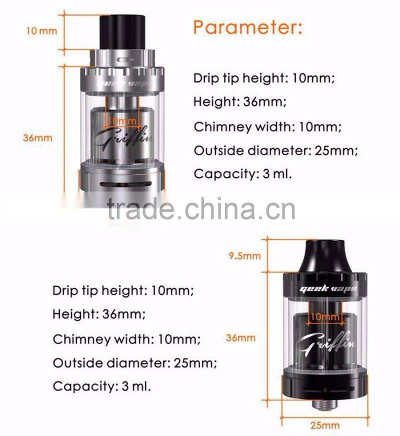 Newest releaseed vape Black GeekVape Griffin 25 Mini with 18mm build deck/geekvape griffin 25 mini RTA atomizer
