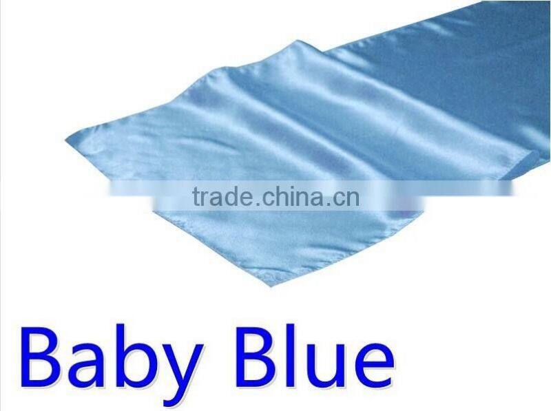 hot selling ployester satin table runner for wedding decoration, black color