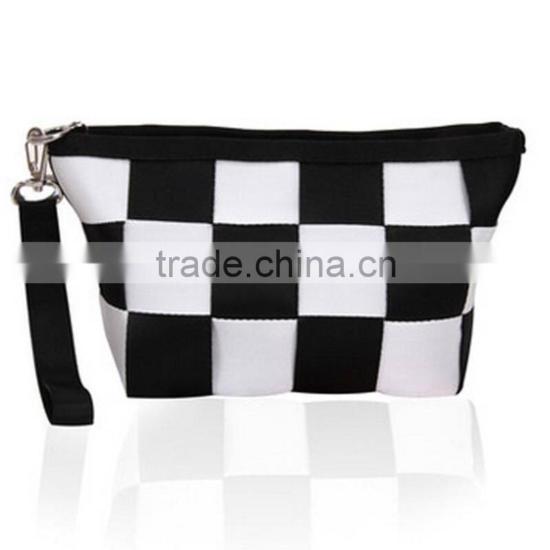 Grid cosmetics bag hand bags travel wash gargle personality makeup cases