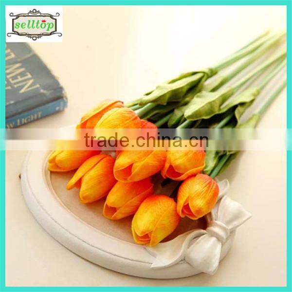 34cm mini pu real touch artificial orange tulips