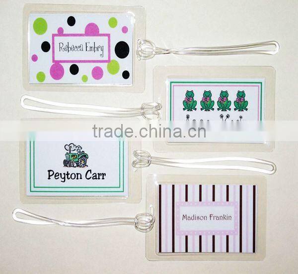 Embossed leather luggage tag