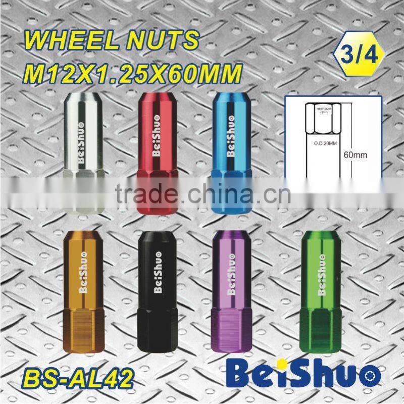BS-AL42,M12x1.25x60mm Car Aluminum Wheel Lug Nut