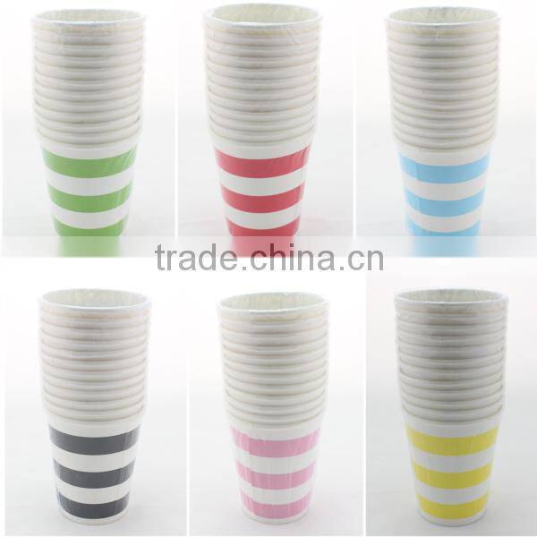 High Quality 9oz Stripe Drinking Paper Cups for Wedding Decoration