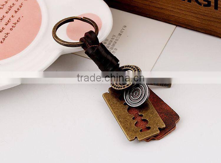 Hot Sale Leather KeyChain High Quality Fashion Skull Pendant Key Chain rings Vintage keyring Accessories
