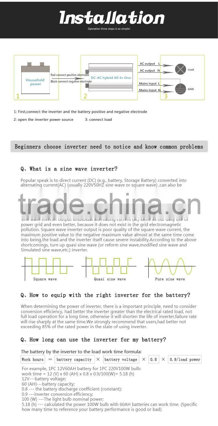 3500w off-grid high frequency 24vdc &100/110/220/230/240v ac solar electric hybrid pure sine wave inverter