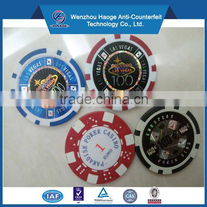 Clay poker chips sticker laser plastic poker chip sticker ABS poker chips