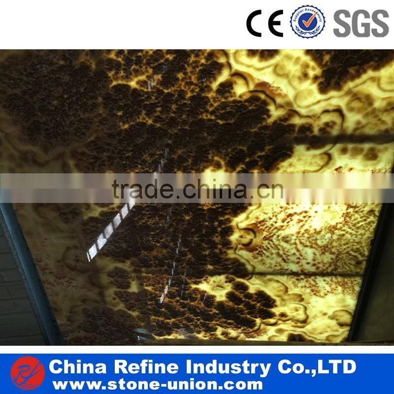 Yellow onyx stone slabs
