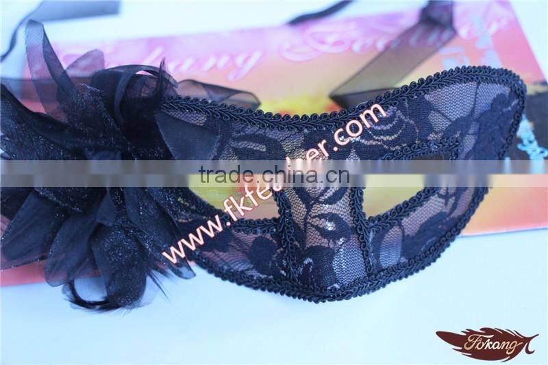 2016 Latest Selling Products Plastic Black Mask With Artificial Flower