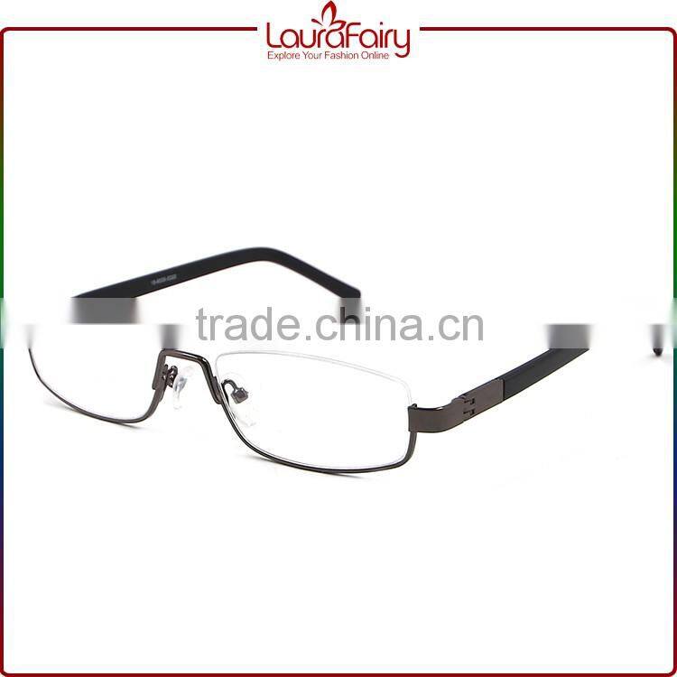 Laura Fairy China Newest Designed Black Temple Semi-Frame Metal Optical Frames