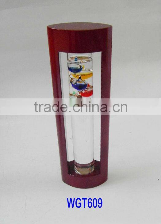 Galileo Thermometer, 5 Multi Colored Spheres with Gold Plated Temperature Tags